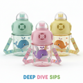 Children's Whale Cartoon Diving Fountain Water Bottle - Tritan Leakproof Sippy Cup (Various Sizes & Colors)