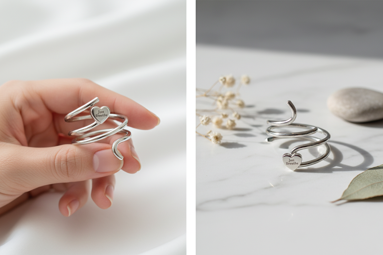 Silver Spiral Heart Ring